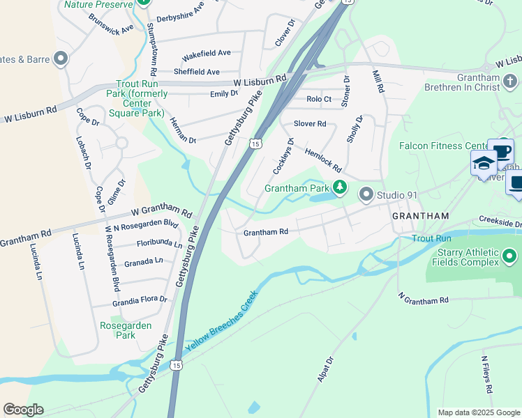 map of restaurants, bars, coffee shops, grocery stores, and more near 303 Cockleys Drive in Mechanicsburg