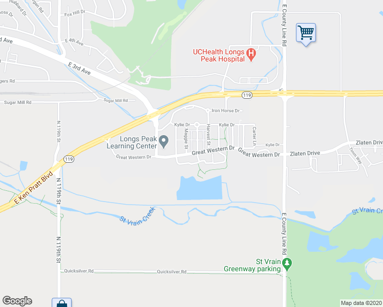 map of restaurants, bars, coffee shops, grocery stores, and more near 379 Mill Village Boulevard in Longmont