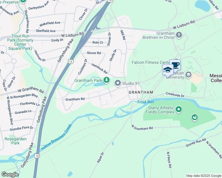 map of restaurants, bars, coffee shops, grocery stores, and more near 722 Grantham Road in Mechanicsburg