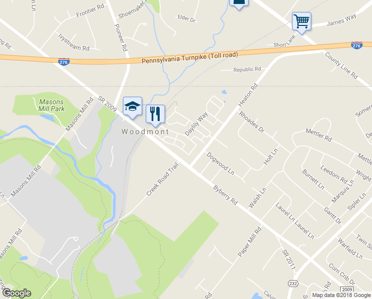 map of restaurants, bars, coffee shops, grocery stores, and more near 3516 Sunset Way in Montgomery County