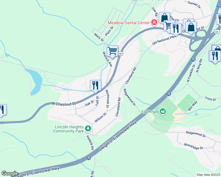 map of restaurants, bars, coffee shops, grocery stores, and more near 2670 National Pike in Washington