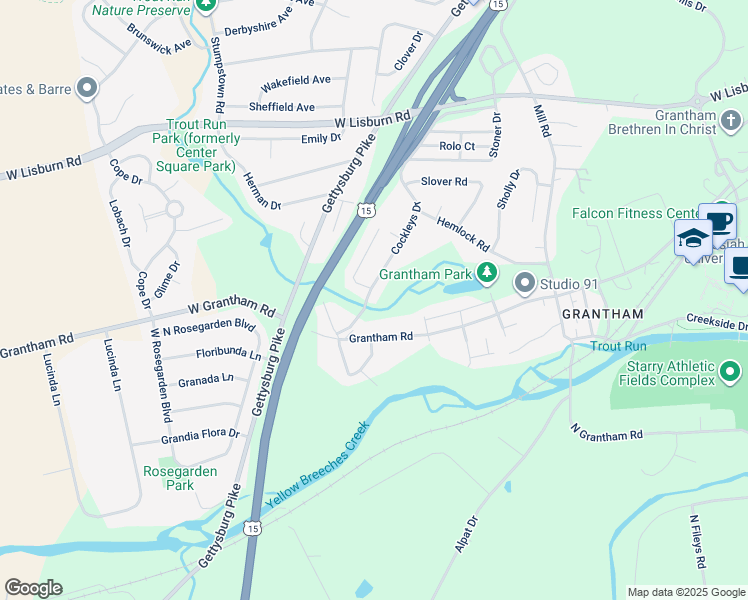 map of restaurants, bars, coffee shops, grocery stores, and more near 303 Cockleys Drive in Mechanicsburg