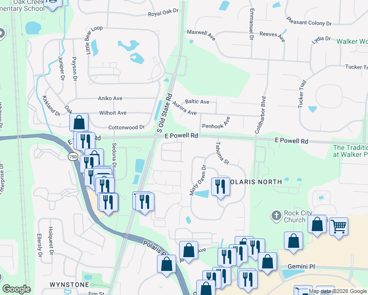 map of restaurants, bars, coffee shops, grocery stores, and more near 9258 Rami Avenue in Columbus