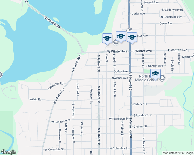 map of restaurants, bars, coffee shops, grocery stores, and more near 403 Swisher Avenue in Danville