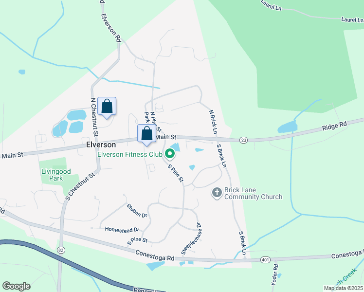 map of restaurants, bars, coffee shops, grocery stores, and more near 15 Meadowview Drive in Elverson