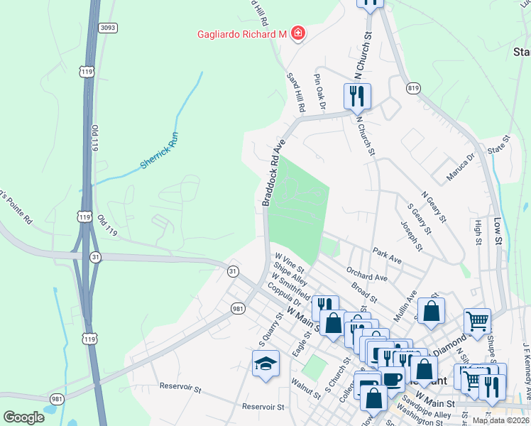 map of restaurants, bars, coffee shops, grocery stores, and more near 119 Braddock Road Avenue in Mount Pleasant
