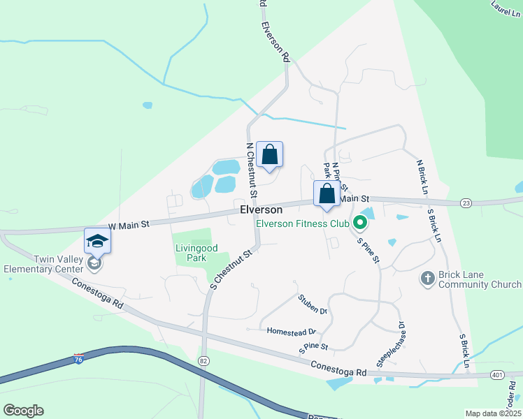 map of restaurants, bars, coffee shops, grocery stores, and more near in Elverson