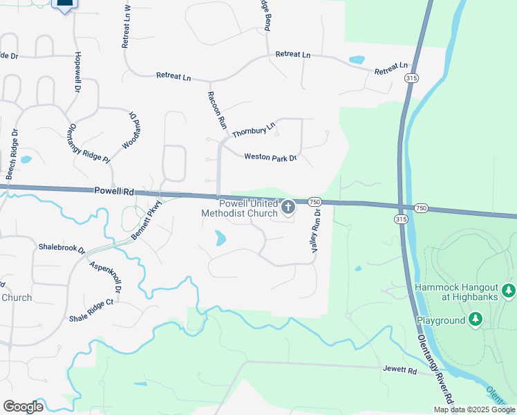 map of restaurants, bars, coffee shops, grocery stores, and more near 54 Sycamore Ridge Drive in Powell