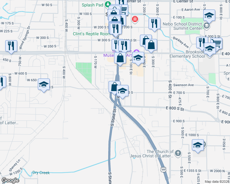 map of restaurants, bars, coffee shops, grocery stores, and more near 698 South State Road in Springville
