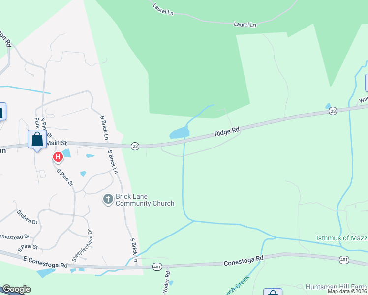 map of restaurants, bars, coffee shops, grocery stores, and more near 3090 Ridge Road in Elverson