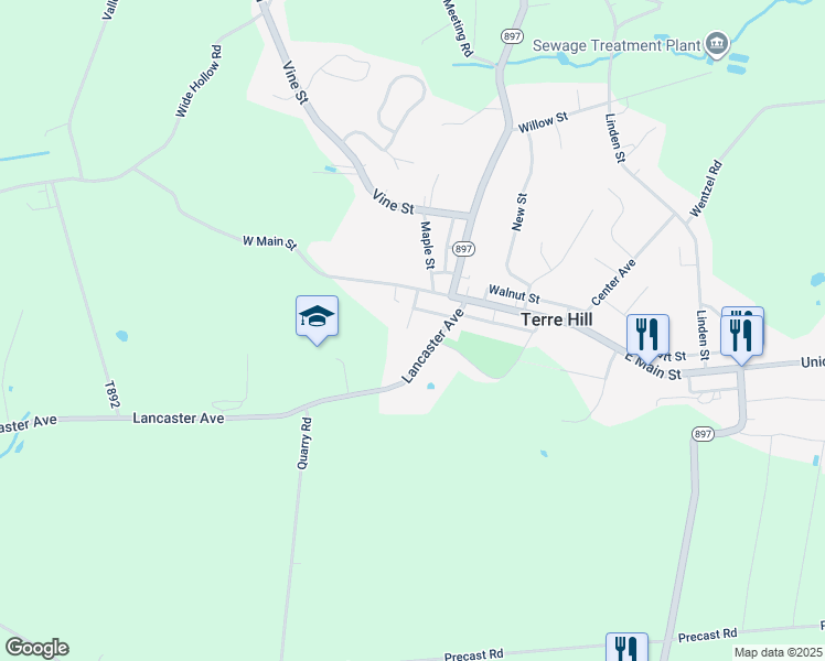 map of restaurants, bars, coffee shops, grocery stores, and more near 217 Lancaster Avenue in Terre Hill