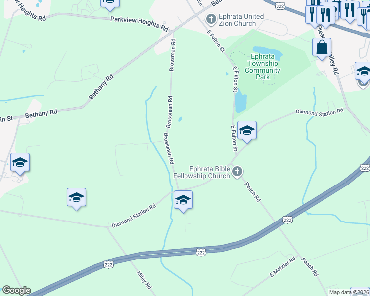 map of restaurants, bars, coffee shops, grocery stores, and more near 440 Brossman Road in Ephrata Township