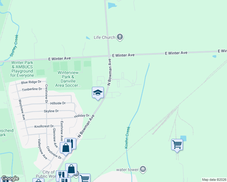 map of restaurants, bars, coffee shops, grocery stores, and more near 911 Georgian Drive in Danville