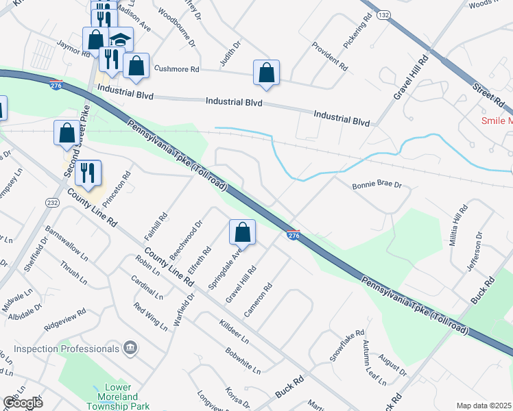 map of restaurants, bars, coffee shops, grocery stores, and more near Pennsylvania Turnpike in Southampton