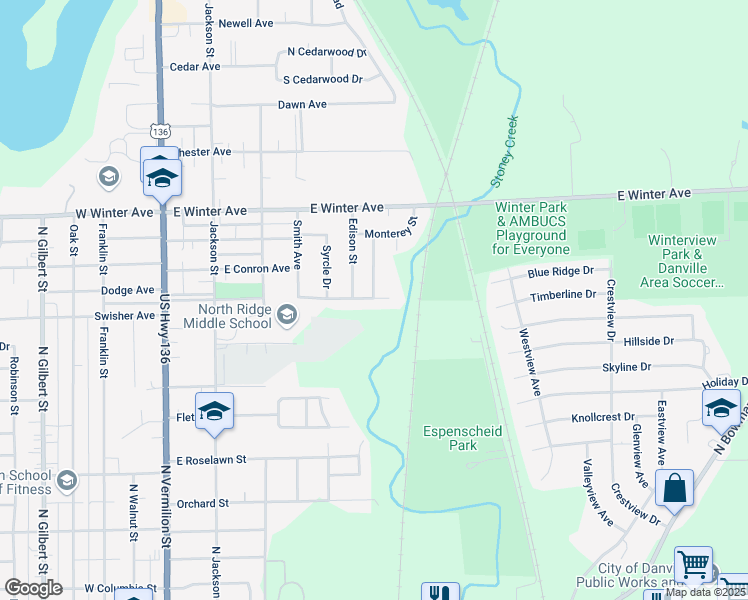 map of restaurants, bars, coffee shops, grocery stores, and more near 432-498 Montclaire Street in Danville