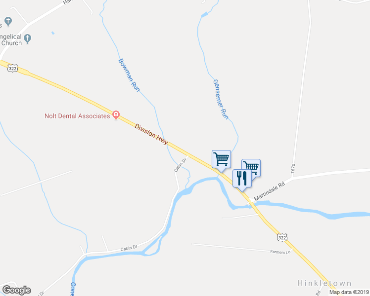 map of restaurants, bars, coffee shops, grocery stores, and more near 1454 Division Highway in Ephrata