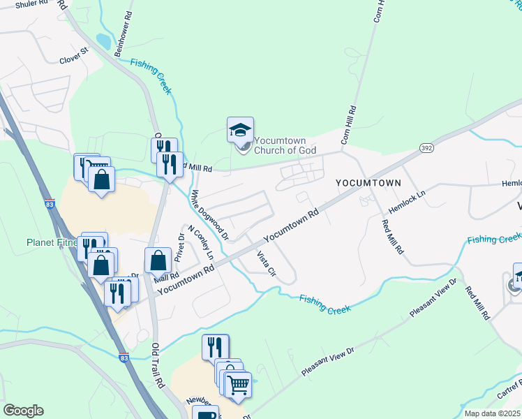 map of restaurants, bars, coffee shops, grocery stores, and more near 99 Rose of Sharon Drive in Goldsboro