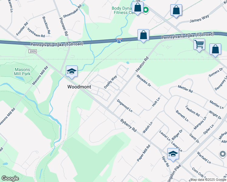 map of restaurants, bars, coffee shops, grocery stores, and more near 1612 Reading Circle in Montgomery County