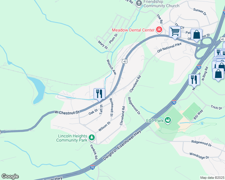 map of restaurants, bars, coffee shops, grocery stores, and more near 2670 National Pike in Washington