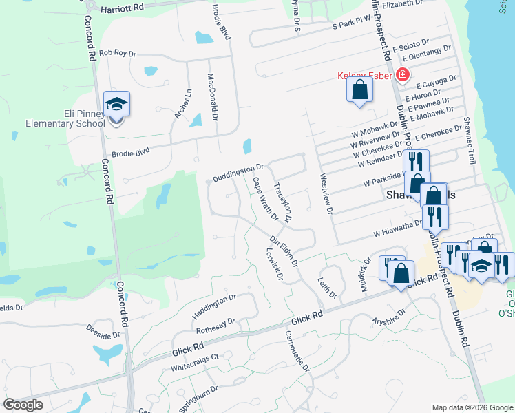 map of restaurants, bars, coffee shops, grocery stores, and more near 9470 Avemore Court in Dublin