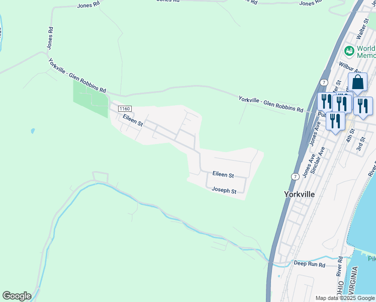 map of restaurants, bars, coffee shops, grocery stores, and more near 67 Jefferson Street in Rayland