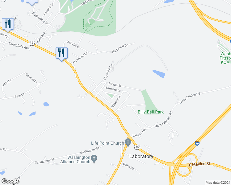 map of restaurants, bars, coffee shops, grocery stores, and more near 1673 Streator Avenue in Washington