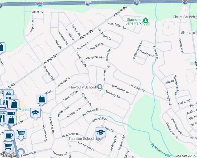 map of restaurants, bars, coffee shops, grocery stores, and more near 14 Arlington Drive in Howell Township