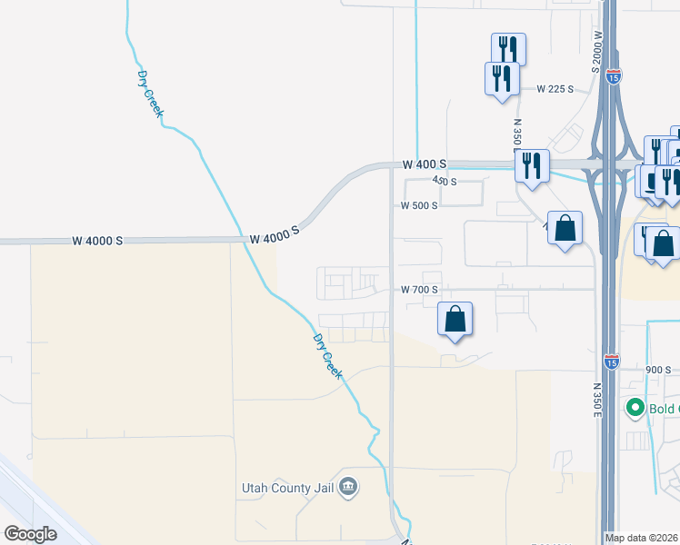 map of restaurants, bars, coffee shops, grocery stores, and more near 317-467 West 4000 South in Springville
