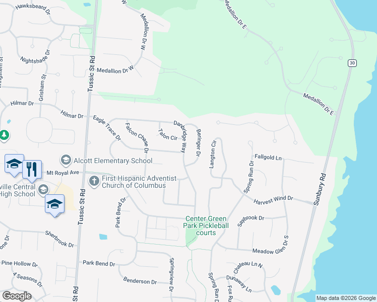 map of restaurants, bars, coffee shops, grocery stores, and more near 8019 Danbridge Way in Westerville