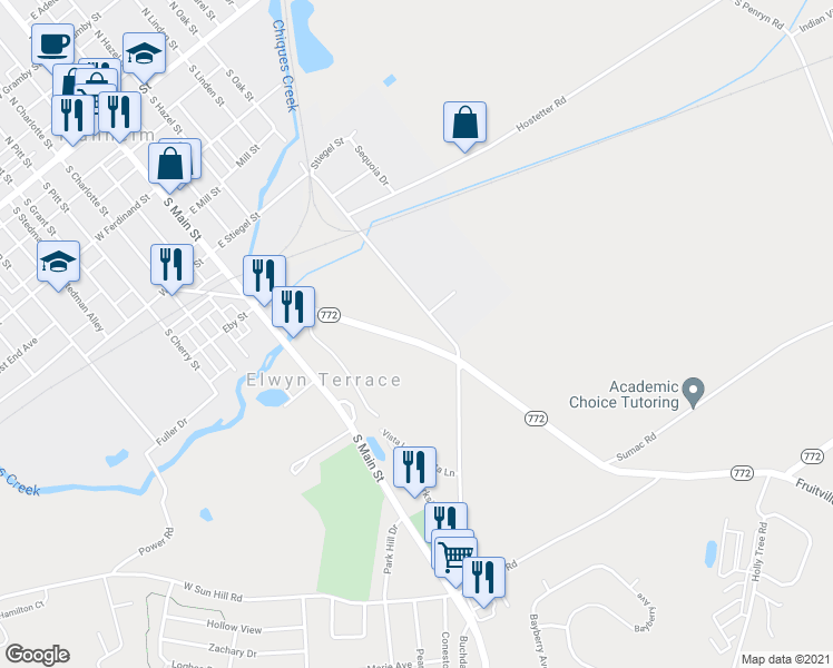map of restaurants, bars, coffee shops, grocery stores, and more near 244 Fruitville Pike in Manheim