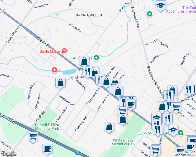 map of restaurants, bars, coffee shops, grocery stores, and more near 4 Diana Lane in Feasterville-Trevose