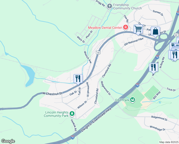 map of restaurants, bars, coffee shops, grocery stores, and more near 1630 Weirich Avenue in Washington