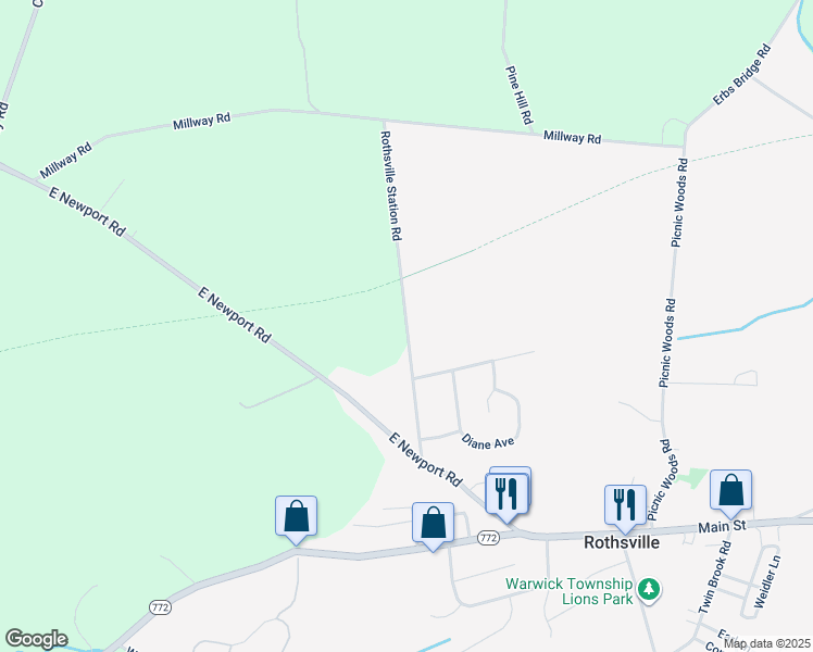 map of restaurants, bars, coffee shops, grocery stores, and more near 140 Rothsville Station Road in Lititz
