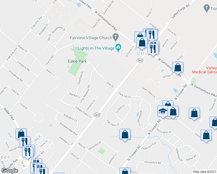 map of restaurants, bars, coffee shops, grocery stores, and more near 2812 Soni Drive in Eagleville