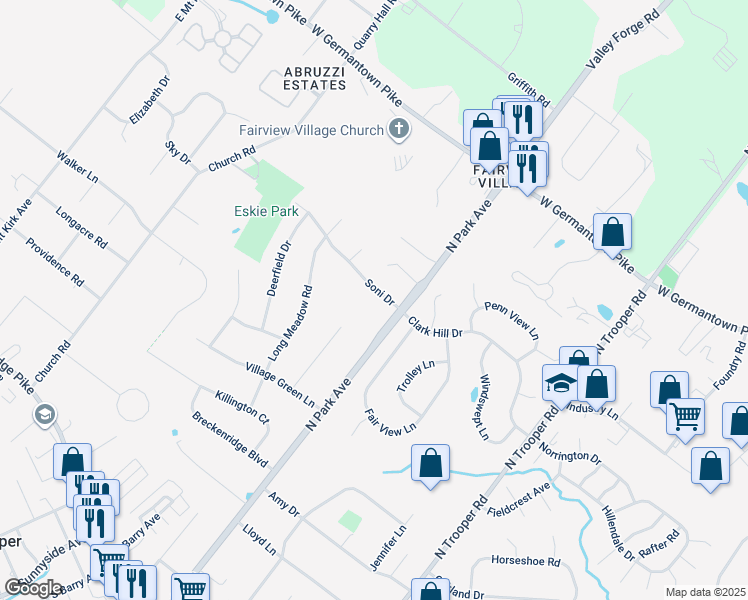 map of restaurants, bars, coffee shops, grocery stores, and more near 2812 Soni Drive in Eagleville