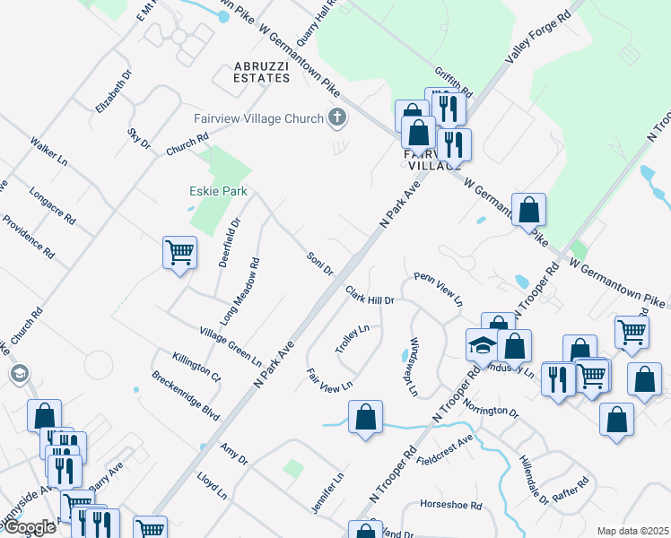 map of restaurants, bars, coffee shops, grocery stores, and more near 2801 Soni Drive in Eagleville