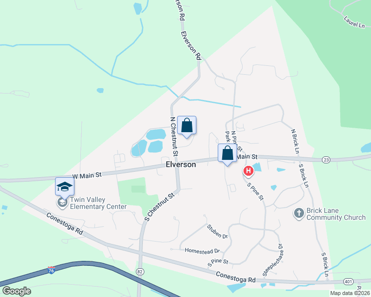 map of restaurants, bars, coffee shops, grocery stores, and more near 31 Springfield Dr in Elverson