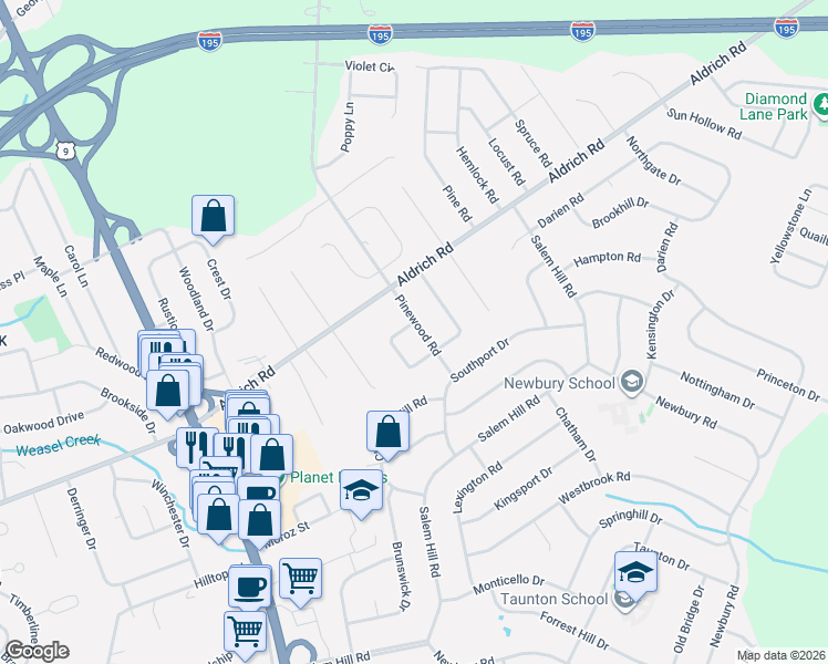 map of restaurants, bars, coffee shops, grocery stores, and more near 1 Laurel Court in Howell Township