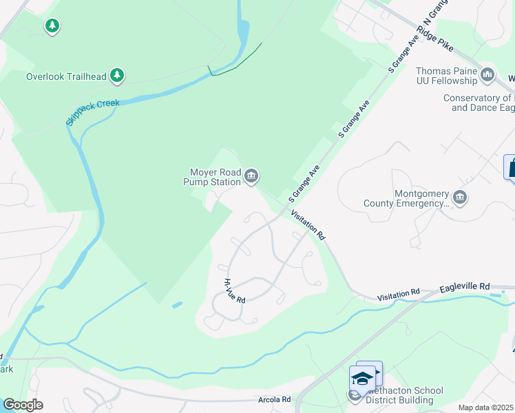 map of restaurants, bars, coffee shops, grocery stores, and more near 1006 Meadow View Circle in Collegeville