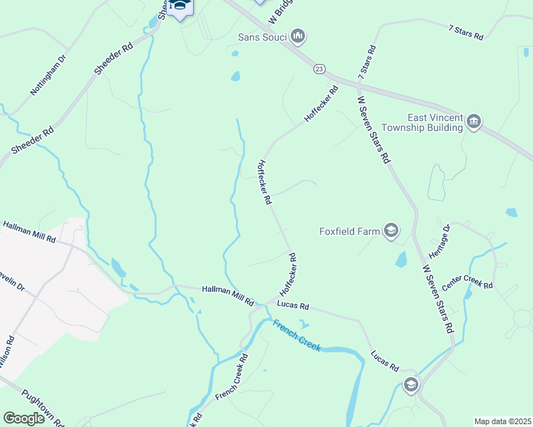 map of restaurants, bars, coffee shops, grocery stores, and more near 221 Hoffecker Road in Phoenixville