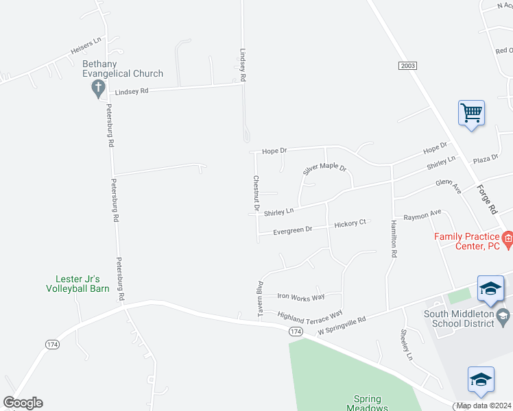 map of restaurants, bars, coffee shops, grocery stores, and more near 402 Chestnut Drive in Boiling Springs