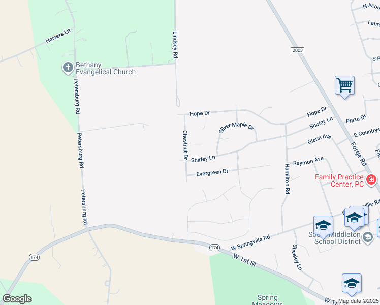 map of restaurants, bars, coffee shops, grocery stores, and more near 402 Chestnut Drive in Boiling Springs