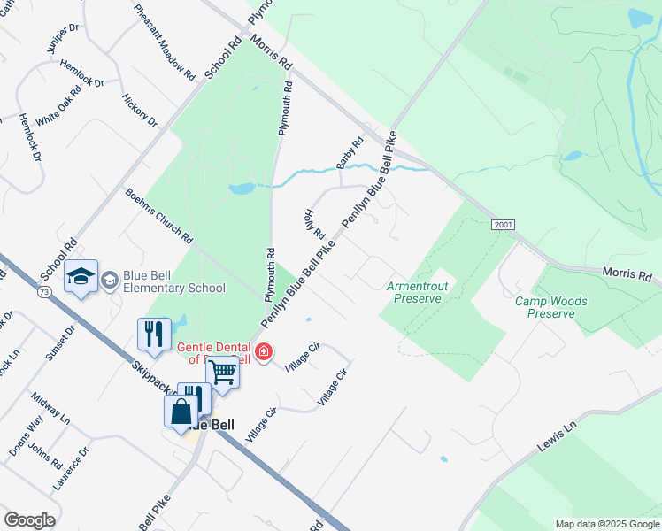 map of restaurants, bars, coffee shops, grocery stores, and more near 660 Penllyn Blue Bell Pike in Blue Bell