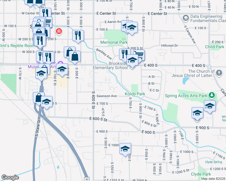 map of restaurants, bars, coffee shops, grocery stores, and more near 601 Swenson Avenue in Springville
