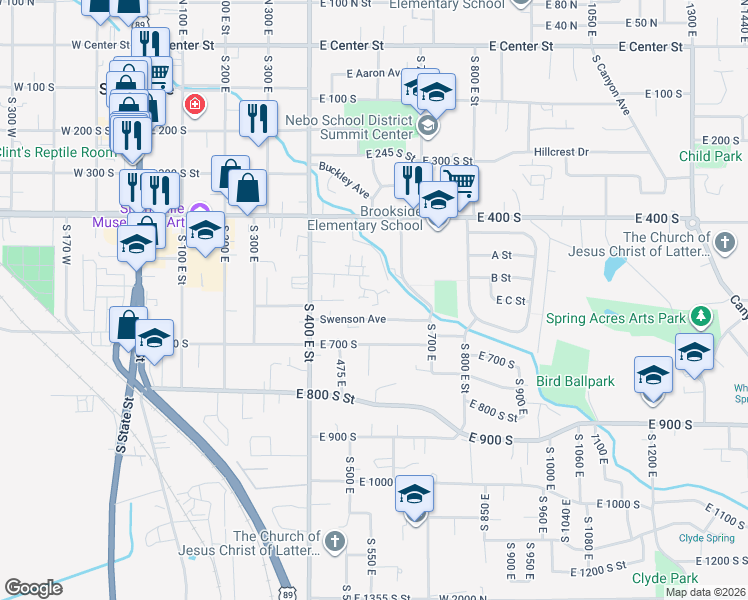 map of restaurants, bars, coffee shops, grocery stores, and more near 601 Swenson Avenue in Springville