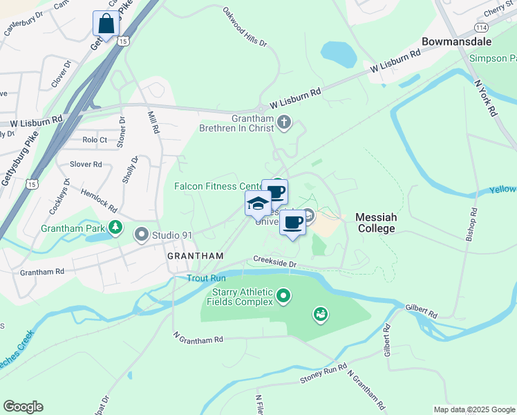 map of restaurants, bars, coffee shops, grocery stores, and more near in Grantham