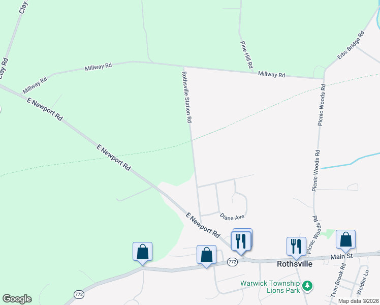map of restaurants, bars, coffee shops, grocery stores, and more near 126 Rothsville Station Road in Lititz