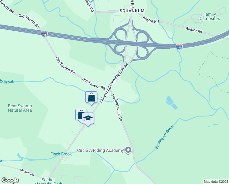 map of restaurants, bars, coffee shops, grocery stores, and more near 465 County Route 547 in Howell Township