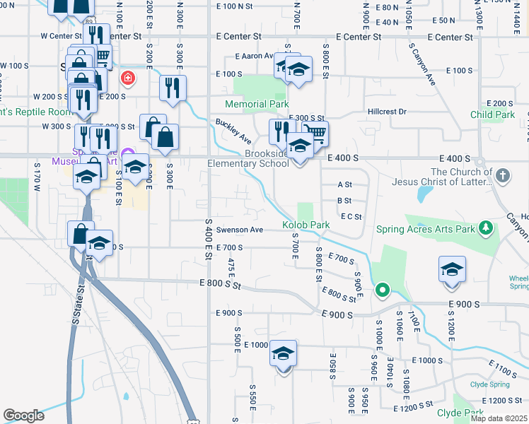 map of restaurants, bars, coffee shops, grocery stores, and more near 601 Swenson Avenue in Springville