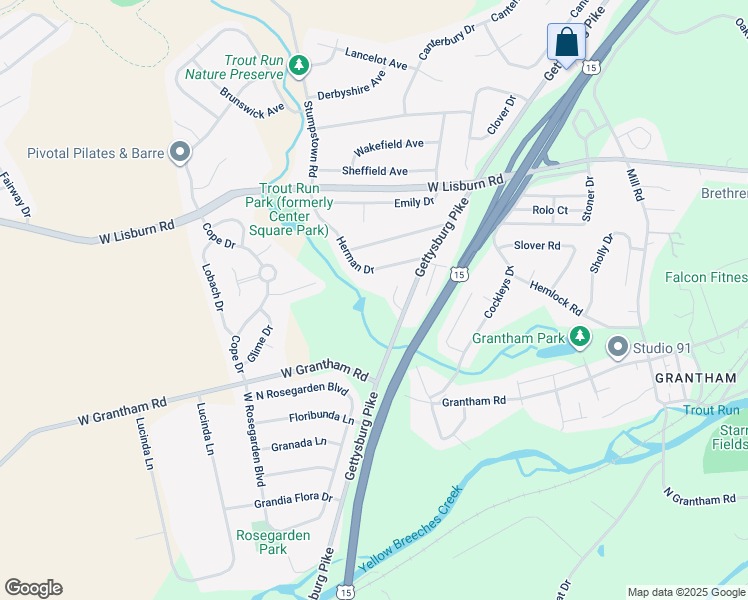 map of restaurants, bars, coffee shops, grocery stores, and more near 1024 Gettysburg Pike in Mechanicsburg